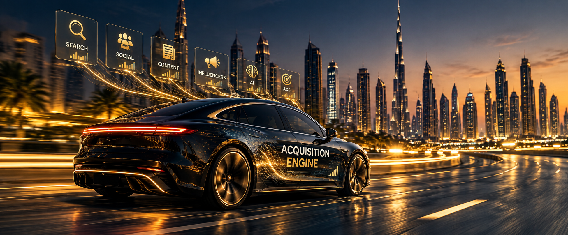 ScaleNexus Acquisition Engine moving through Dubai